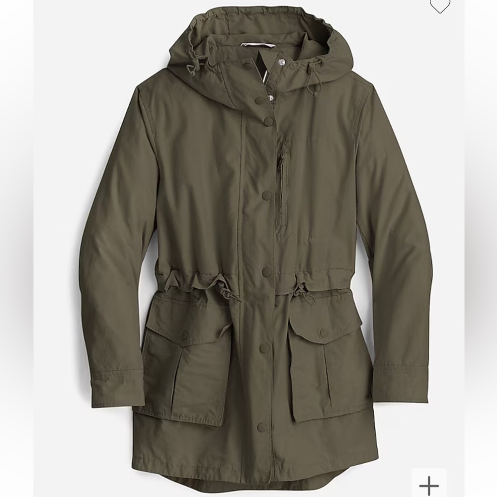 J. Crew Army Green Light weight Rain Jacket Size XXS - Picture 3 of 14